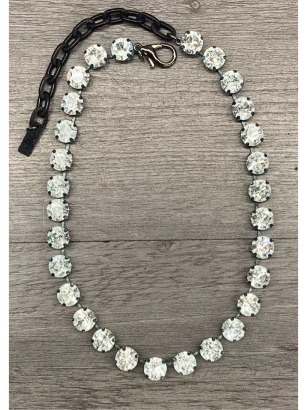 Tova Trentley White Crystal Stones & Faux Patina Necklace
